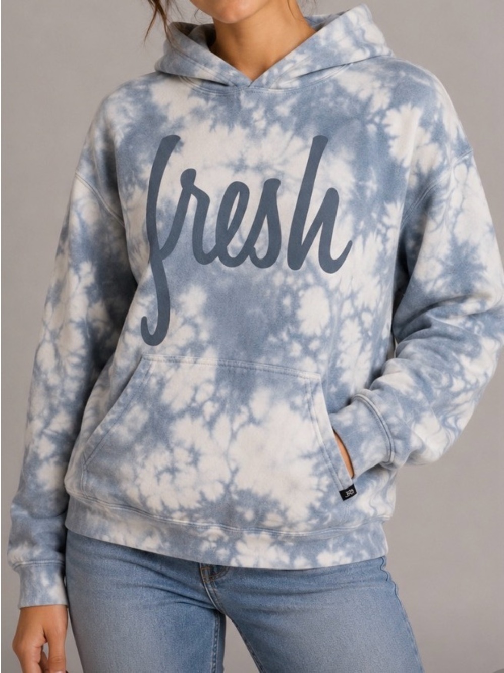 22 Fresh Blue and White Tie-Dye 'Fresh' Hoodie Size Unisex Medium